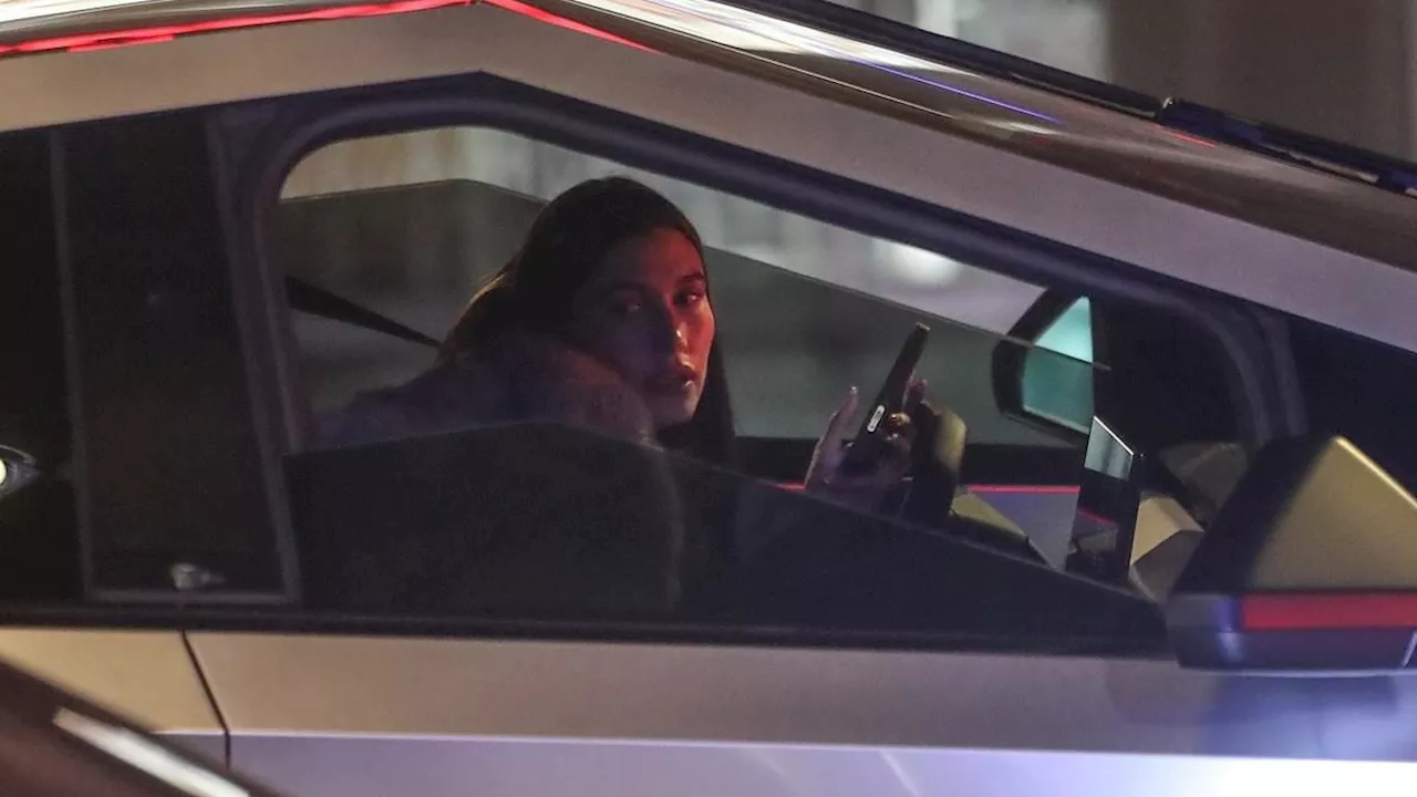 Hailey Bieber Spotted Solo in Tesla Cybertruck Without Justin Bieber or Jack