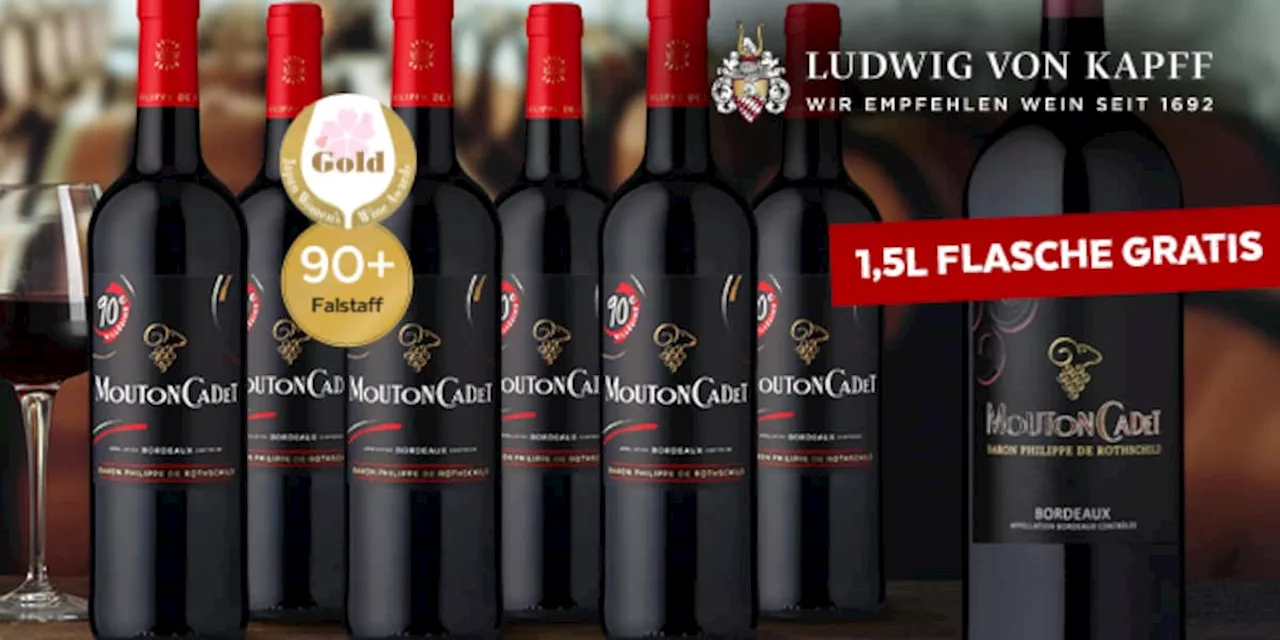 Schnäppchen-Preis für Rothschild Mouton Cadet Rouge: 6 Flaschen Bordeaux für 39 Euro!