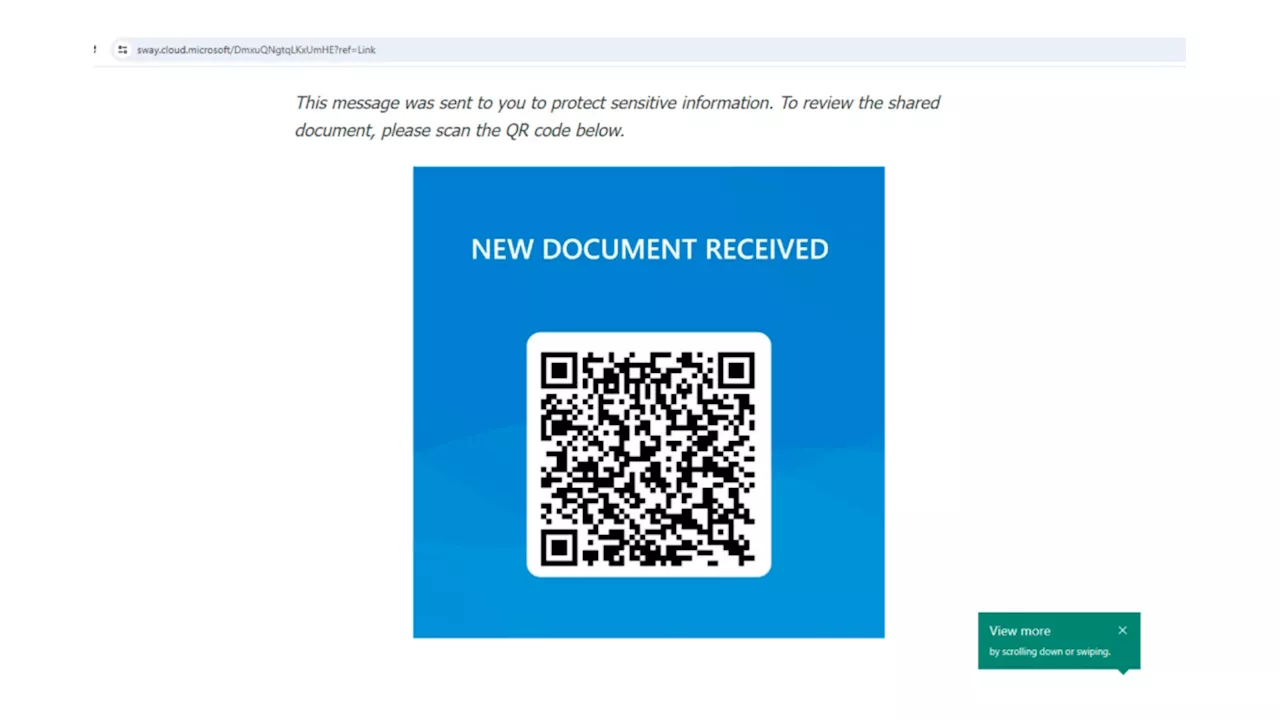 Phishing in style: Microsoft Sway abused to deliver quishing attacks