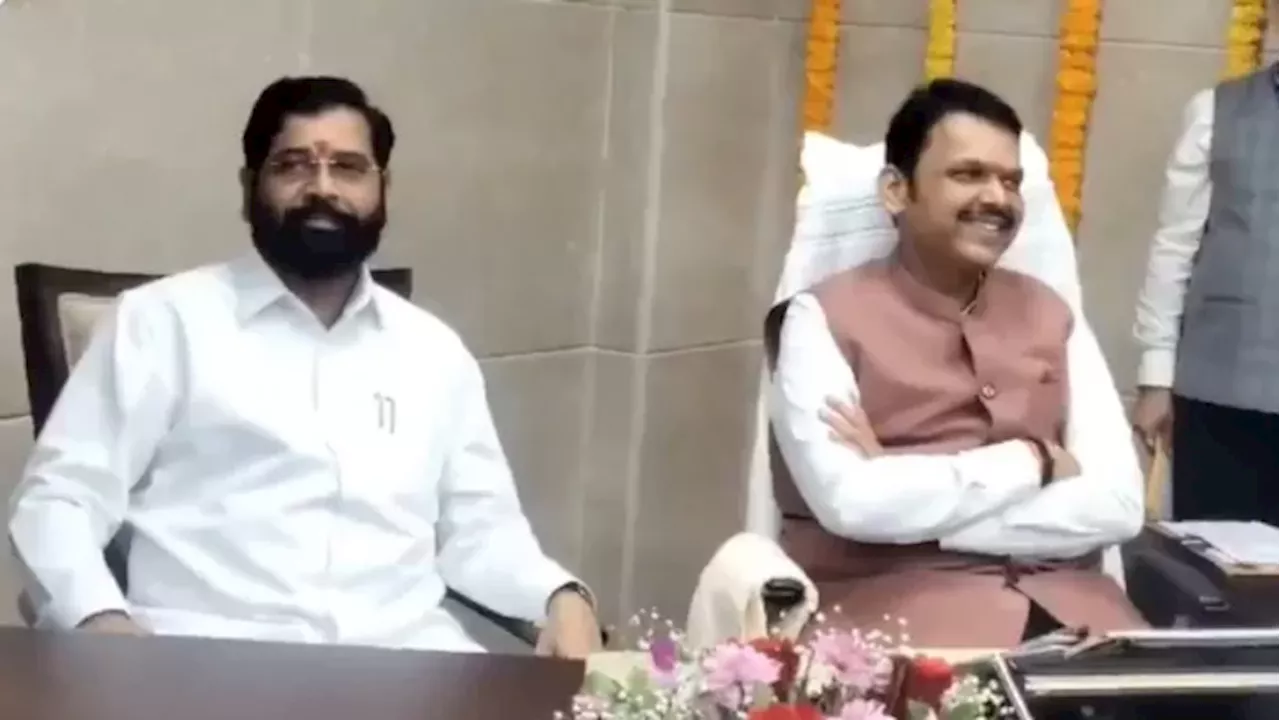 Video: जब CM ऑफिस में लगी दो कुर्सी... फडणवीस के साथ बैठे एकनाथ, साइन की ये पहली फाइल