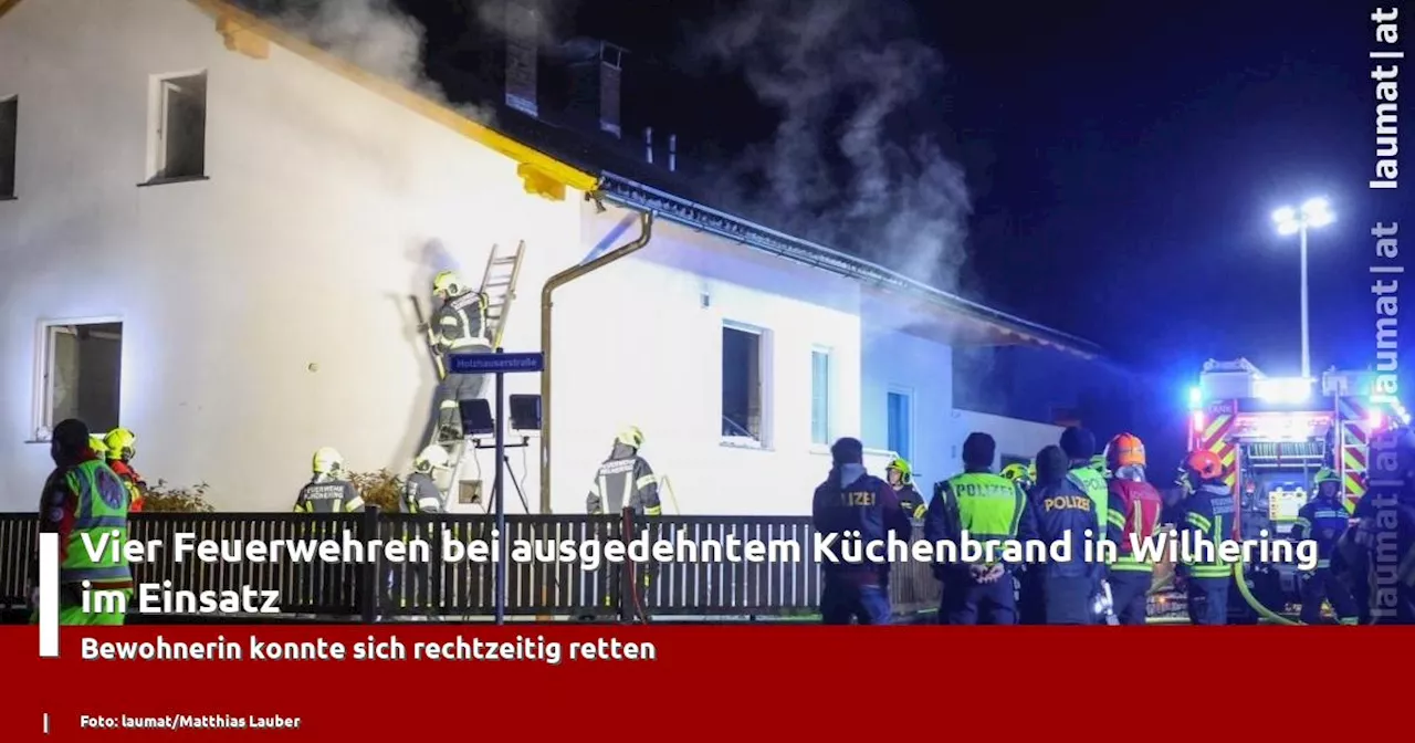 Vier Feuerwehren bei ausgedehntem K�chenbrand in Wilhering im Einsatz