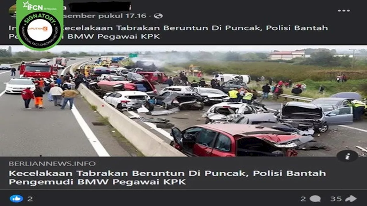 Cek Fakta: Tidak Benar dalam Foto Ini Merupakan Insiden Kecelakaan Beruntun di Puncak Bogor