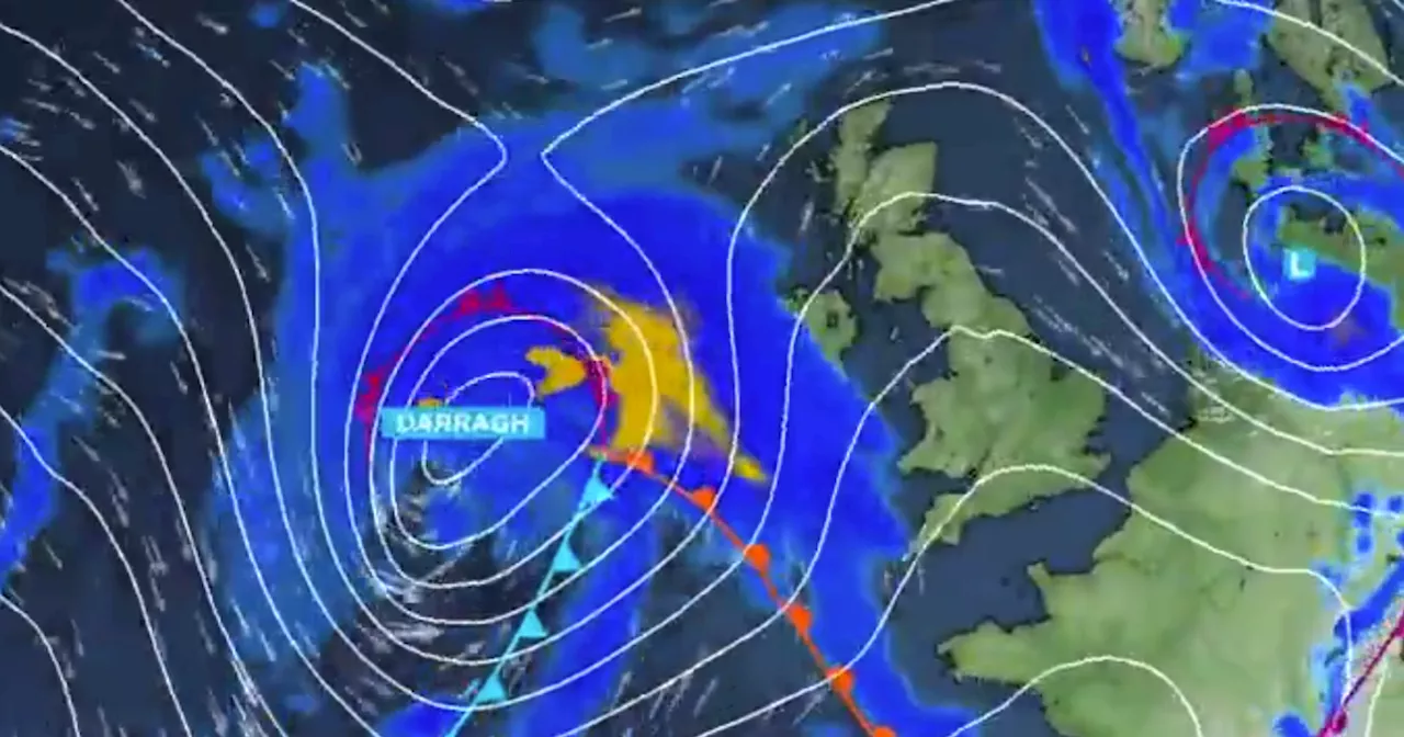 Met Office map shows exact time Storm Darragh will sweep across UK this week