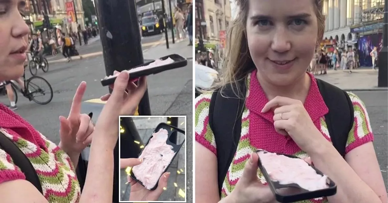 Woman covers phone case in taramasalata to stop phone snatchers