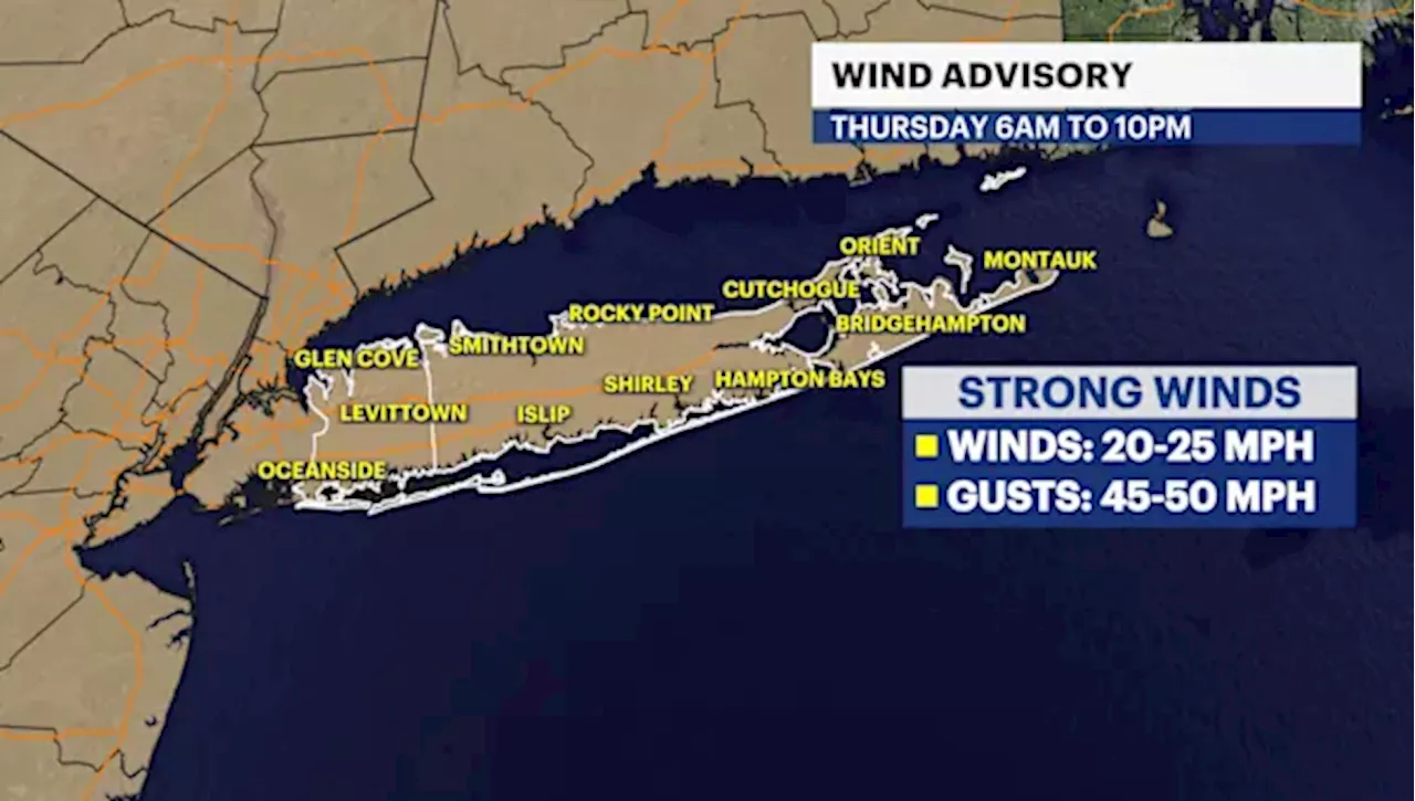 Wet weather overnight; wind advisory for Thursday, with gusts up to 50 mph