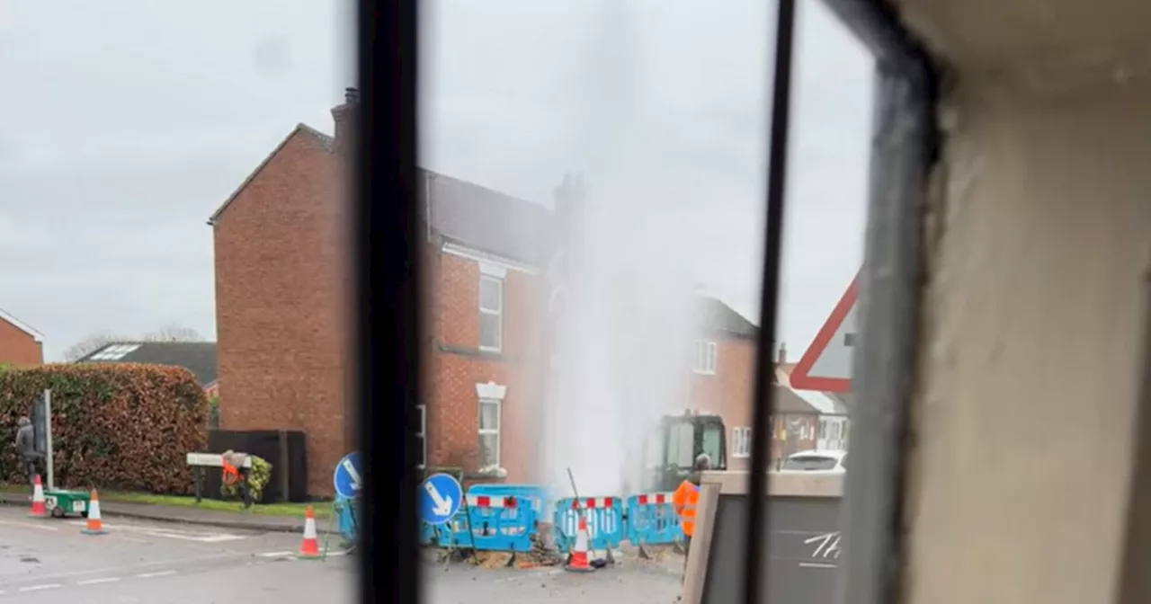 Water Pipe Burst Closes Main Road in East Leake, Nottinghamshire