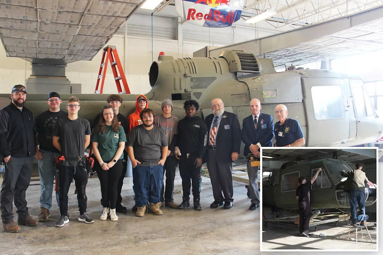 NY auto body students restoring Vietnam-era Huey helicopter whose pilot died in 1968 Tet Offensive