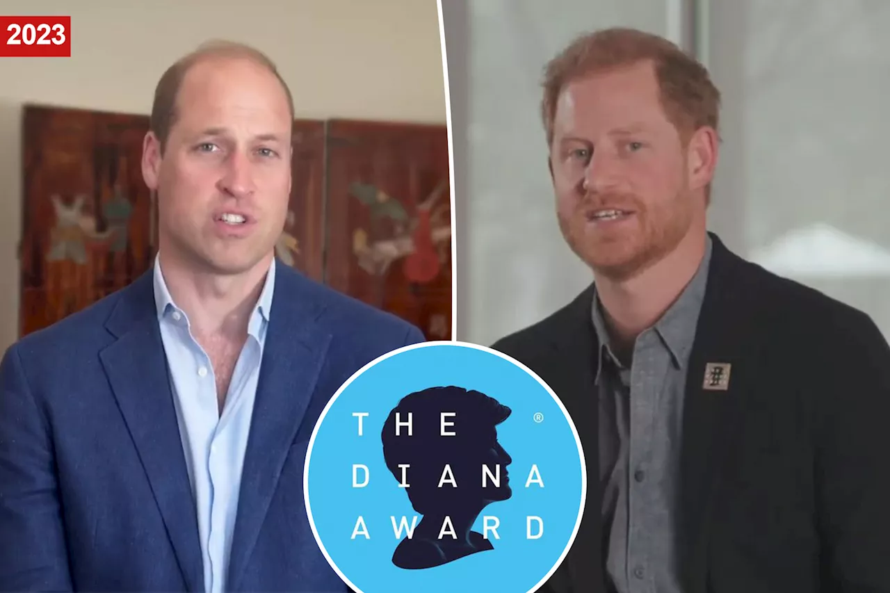 Prince Harry makes virtual appearance at The Diana Awards as William offers separate congratulations