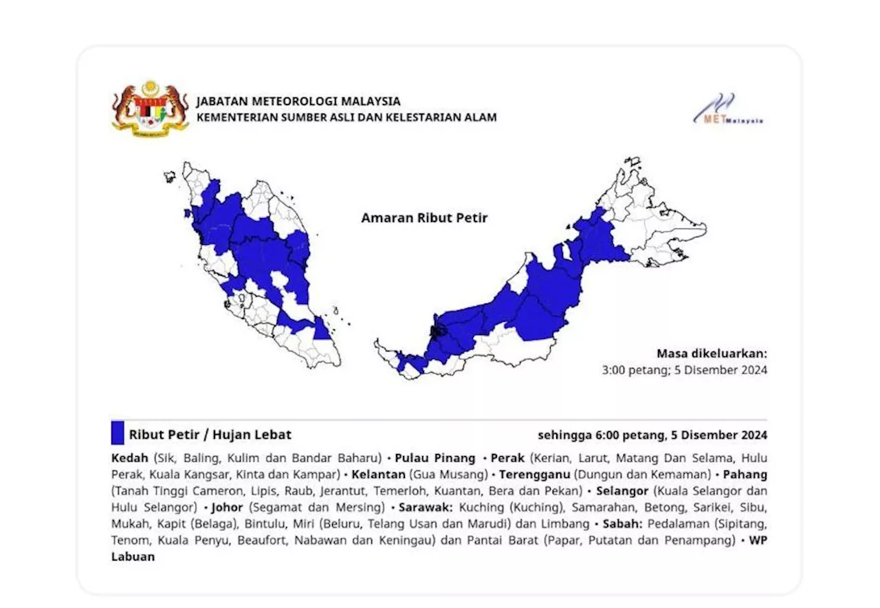 Thunderstorms expected over 10 states, says MetMalaysia