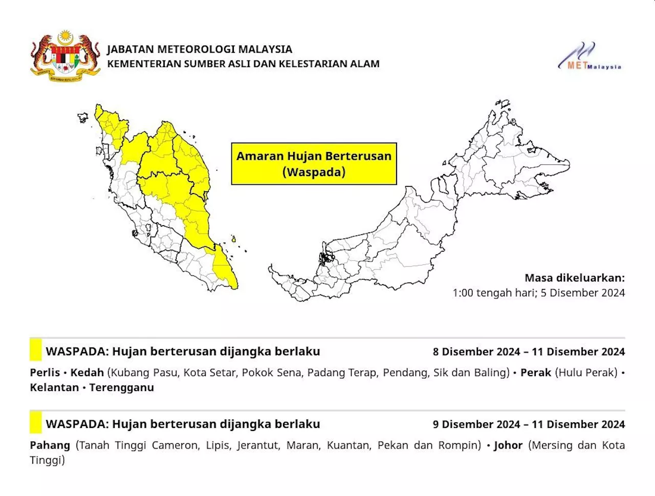 Yellow alert reactivated ahead of continuous rain expected from Sunday