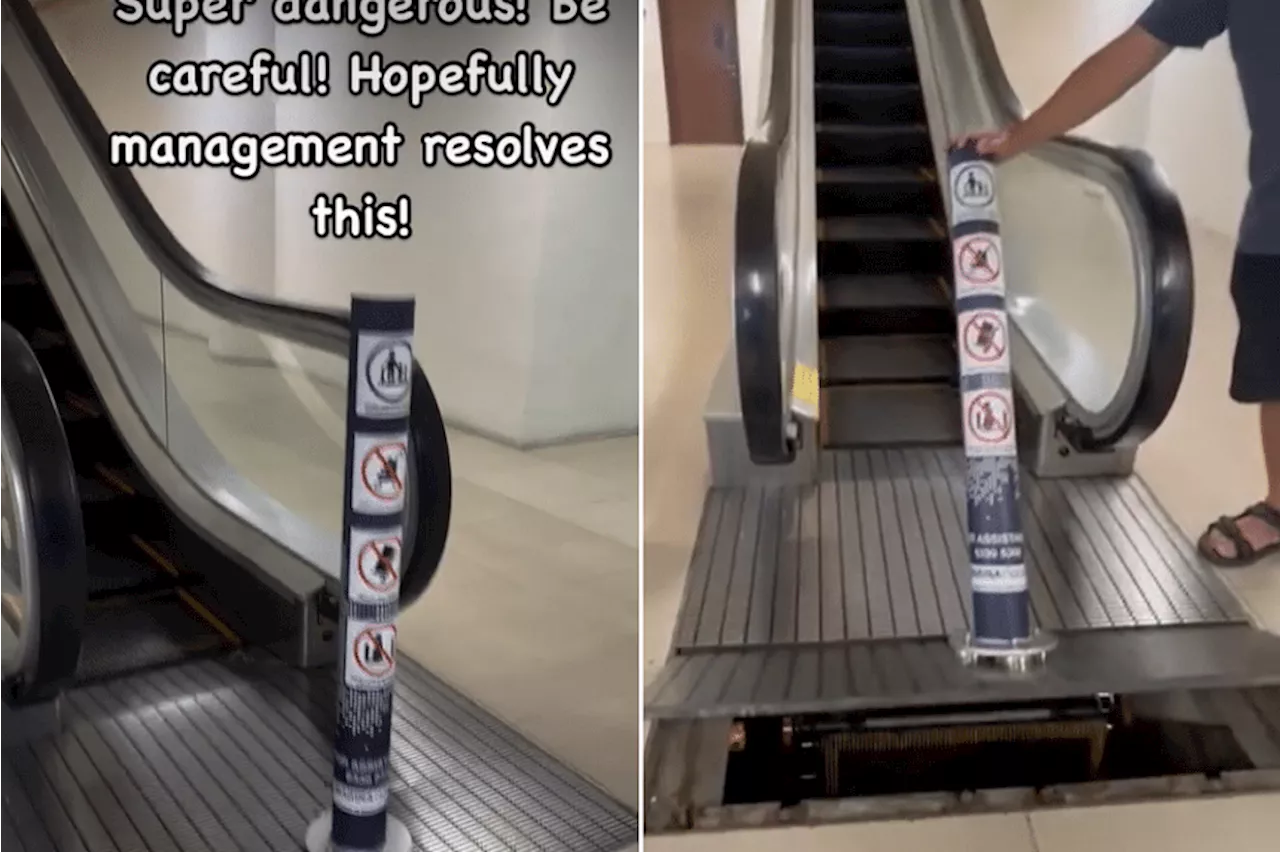 Marina Square removes bollard from escalator after video shows floor plate being lifted