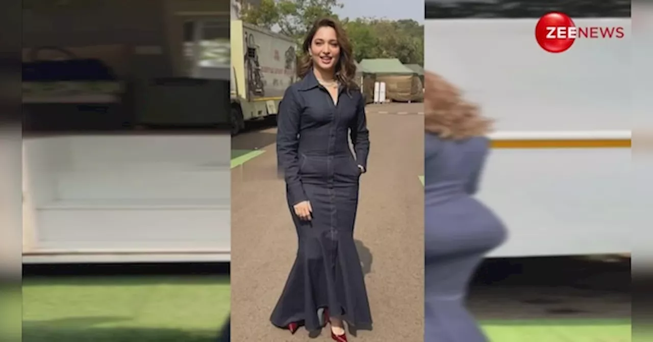 डेनिम ड्रेस पर वाइन कलर की हील्स पहन Tamannaah Bhatia ने धड़काए फैंस के दिल, क्रेजी लुक्स से हटाए नहीं हटा पाएंगे नजर