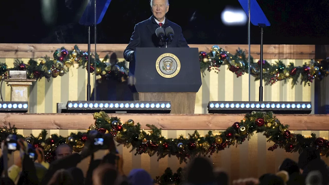 Biden at tree lighting says his holiday wish is for US to continue to seek light, liberty and love