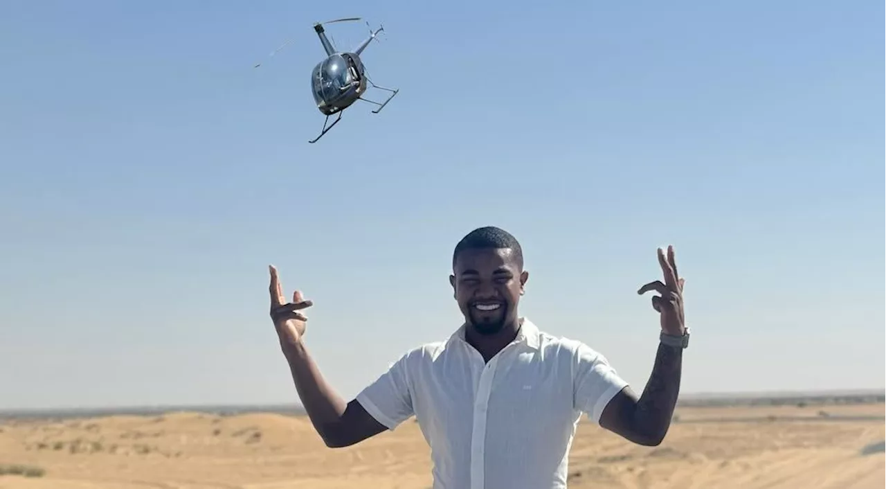 Davi Brito faz montagem com helicóptero fake em foto de viagem a Dubai; veja