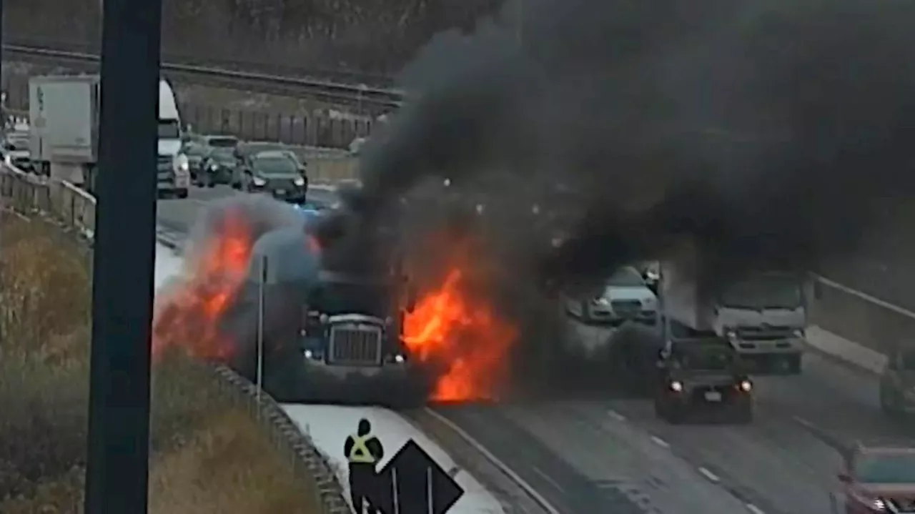 Fiery truck appears to explode live on air during CP24 traffic update, no injuries reported