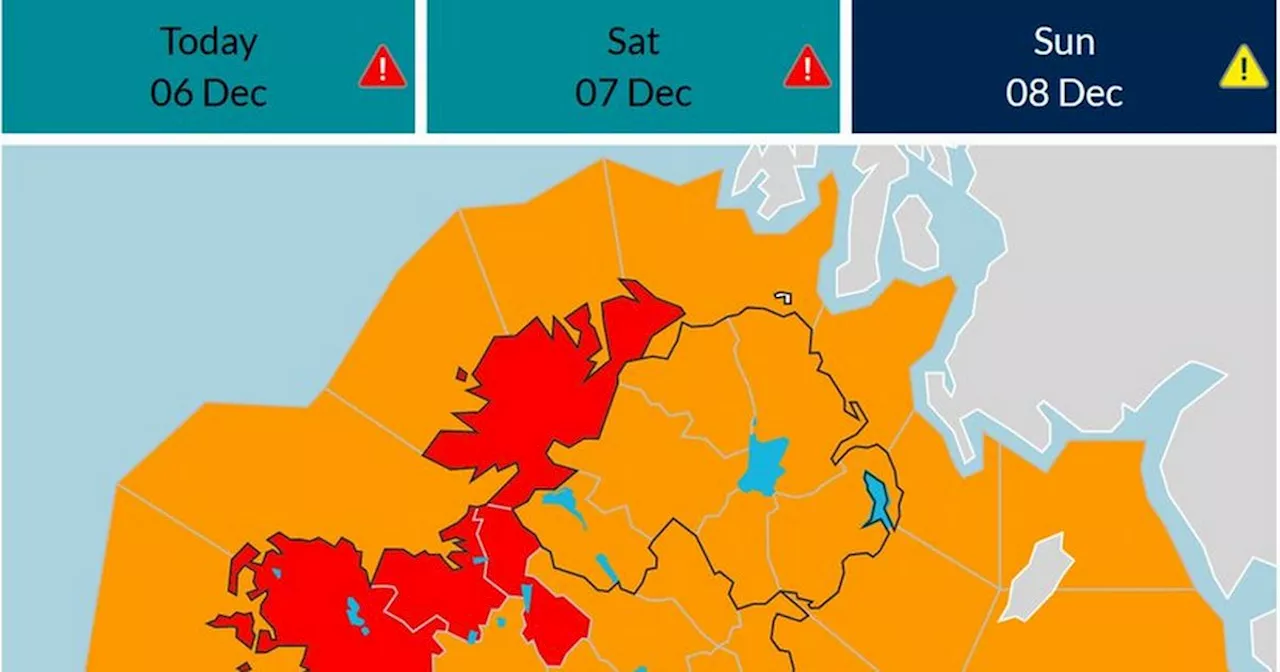 Red warning explained as Met Eireann upgrades danger level for several counties