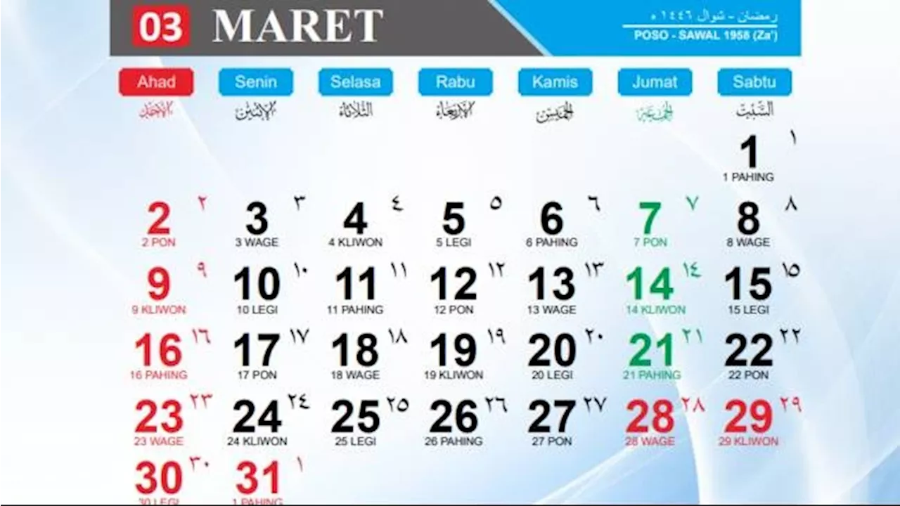 Kalender Hijriah 2025 Lengkap dengan Tanggal Merah, Kapan Puasa Ramadan dan Idulfitri 1446 H?