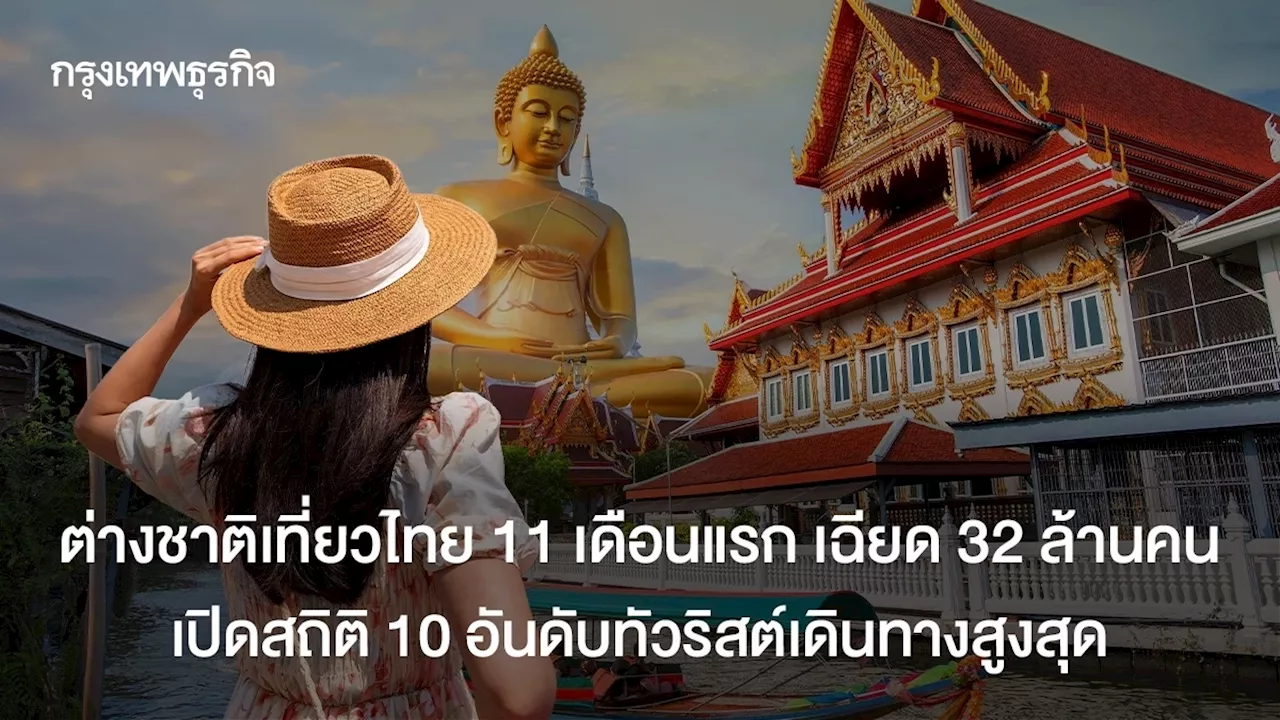 สถิติการท่องเที่ยวของต่างชาติในช่วง 11 เดือนแรกปี 2567