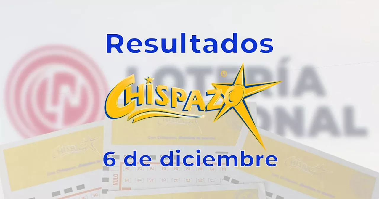 Resultados del Chispazo de hoy 6 de diciembre del 2024. Ve los números ganadores