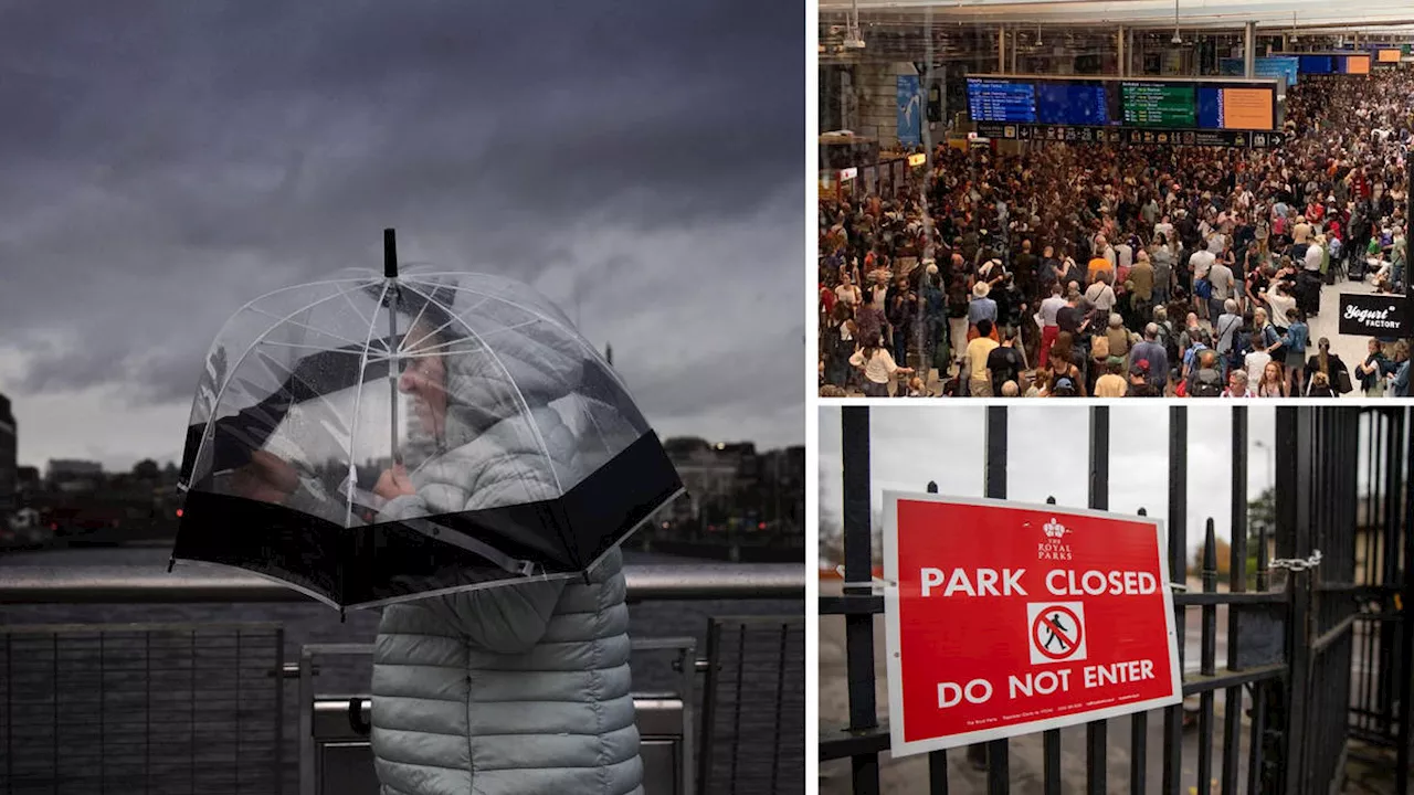 Trains cancelled, flights grounded and Winter Wonderland closed as Storm Darragh roars in