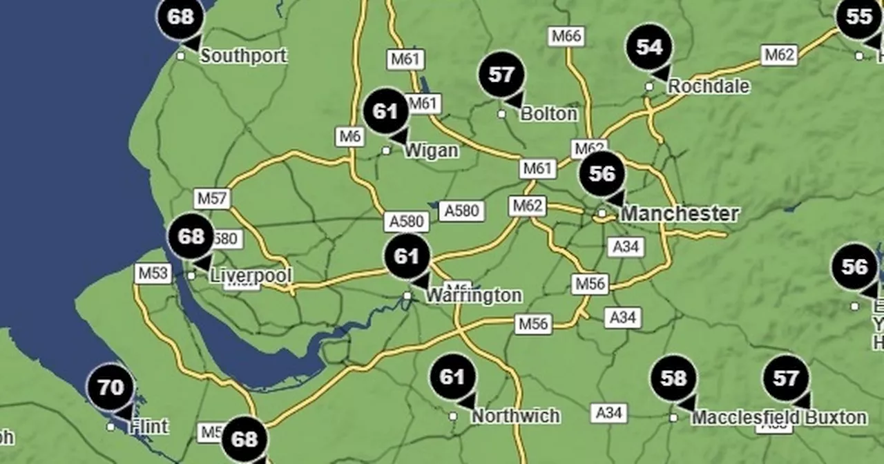 Storm Darragh weather maps show where 60mph winds will hit Greater Manchester