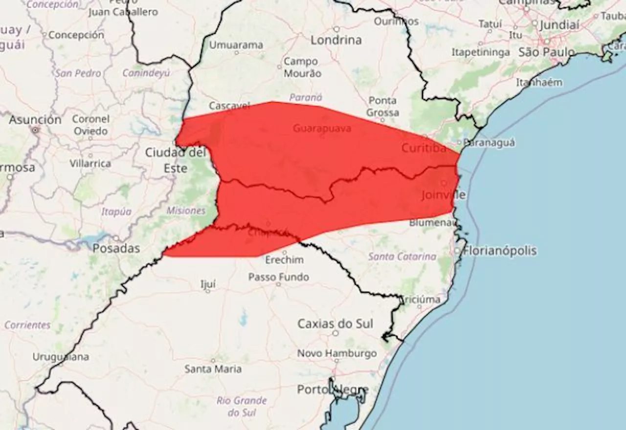 Alerta vermelho: chuva forte atinge Sul do país com possibilidade de temporais e alagamentos