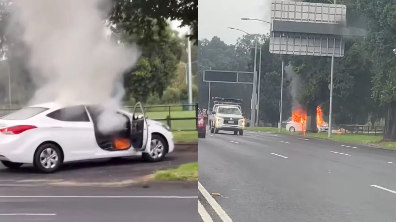 Dramatic Car Blaze Erupts Near Melbourne's AAMI Park