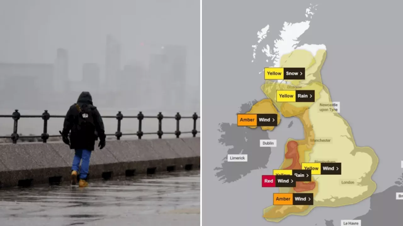 Red weather warning issued as Storm Darragh to bring 90mph winds and flooding