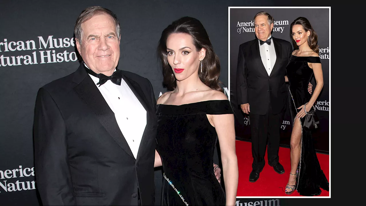 Bill Belichick, 72, poses with girlfriend Jordon Hudson, 24, on red carpet as she flashes thigh in...