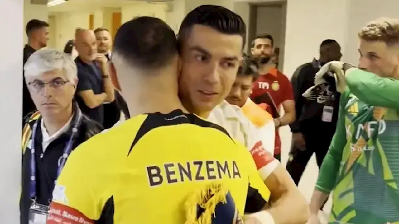 Karim Benzema y Cristiano Ronaldo chocaron en el duelo entre el Al Ittihad vs. Al-Nassr