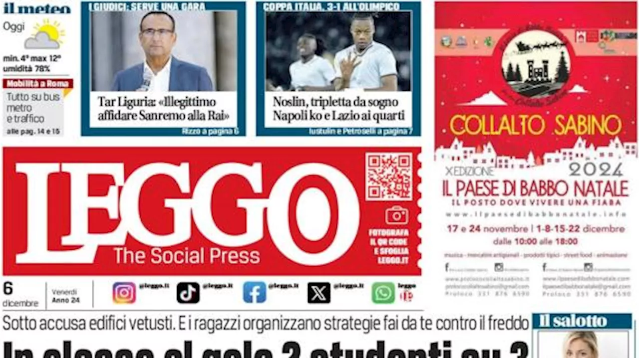 Leggo in prima pagina: 'Noslin, tripletta da sogno: Napoli ko e Lazio ai quarti'