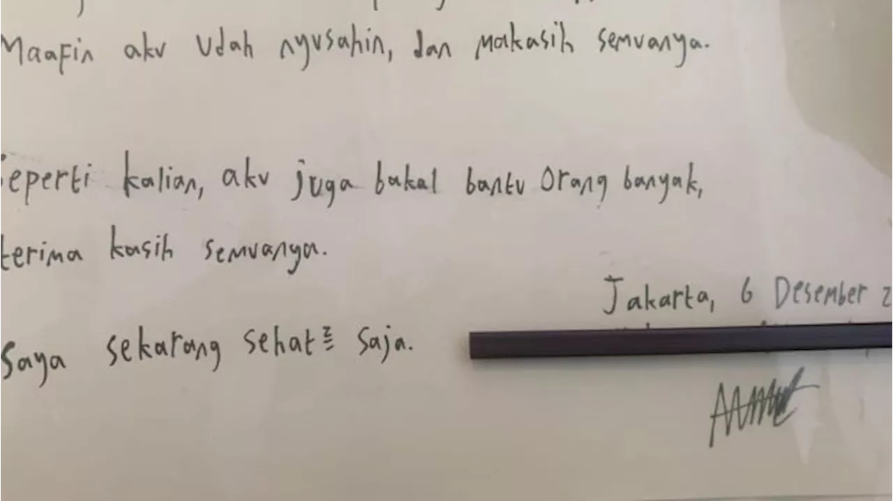 ABG yang Bunuh Ayah dan Nenek di Lebak Bulus Tulis Surat Minta Maaf, Begini Isi Lengkapnya