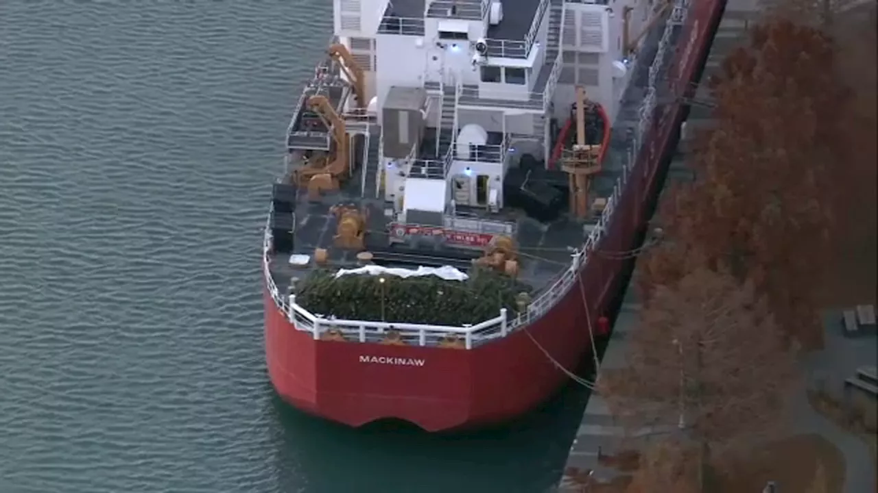 US Coast Guard 'Christmas Ship' makes annual tree delivery at Chicago's Navy Pier