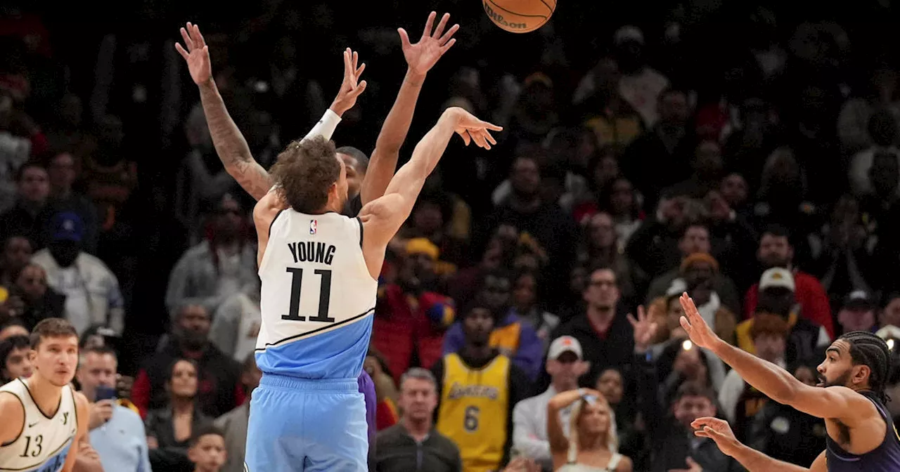 Young hits 3-point in overtime to give Hawks 6 straight wins, 134-132 over Lakers