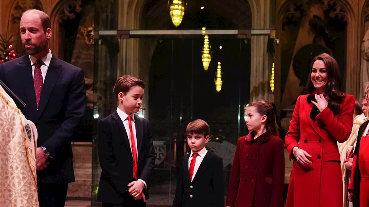 Princess Charlotte matches Kate as George and Louis head into Christmas Carol concert with dad...