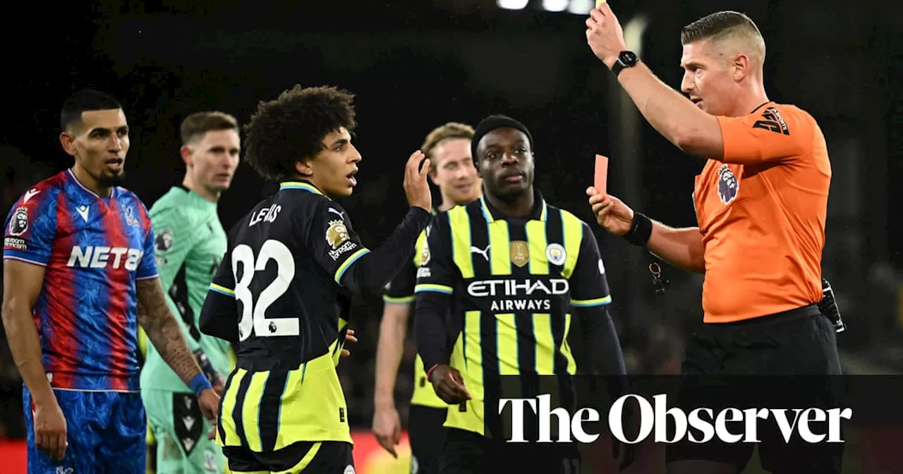 Manchester City’s title hopes hit after Rico Lewis’ late red at Crystal Palace