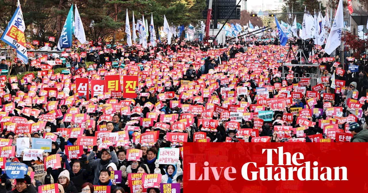 South Korea crisis live: thousands rally outside parliament as president faces impeachment vote