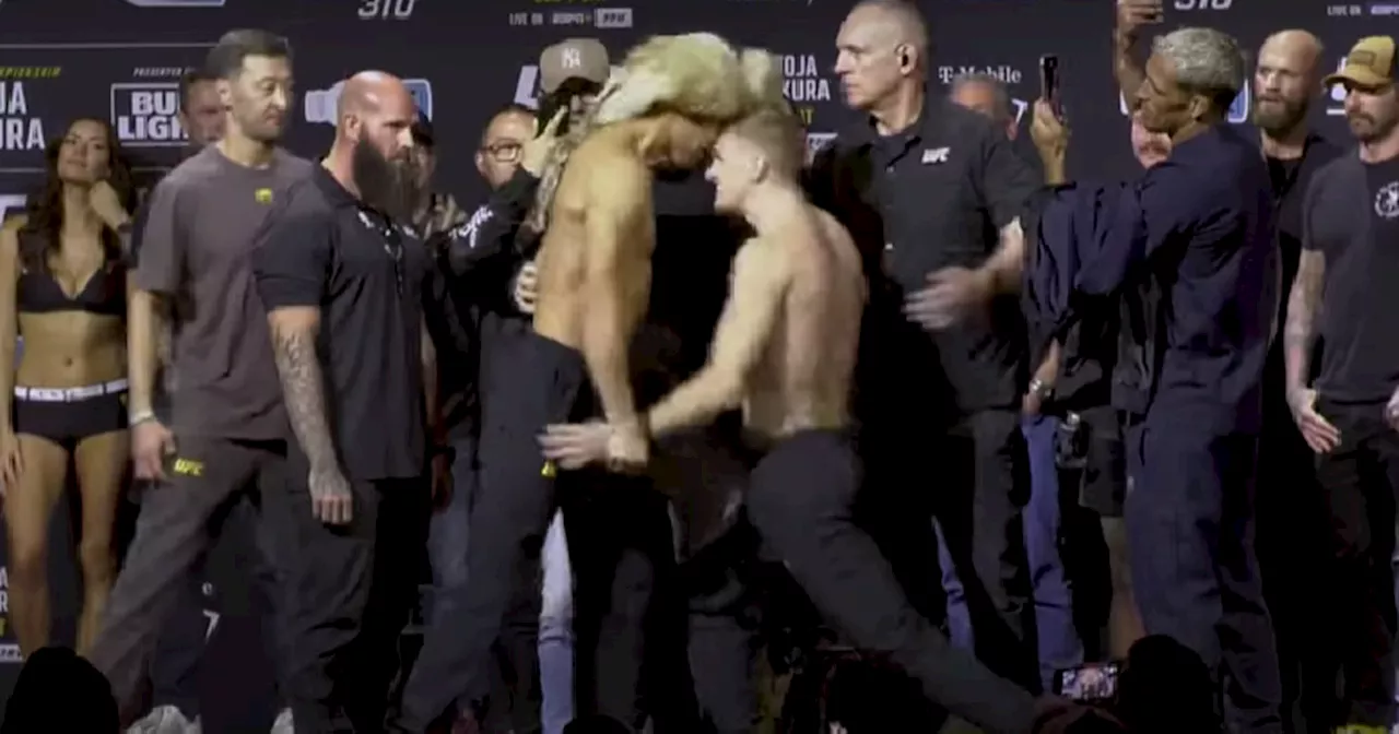 Ian Garry clashes heads with opponent during heated weigh-in before UFC 310