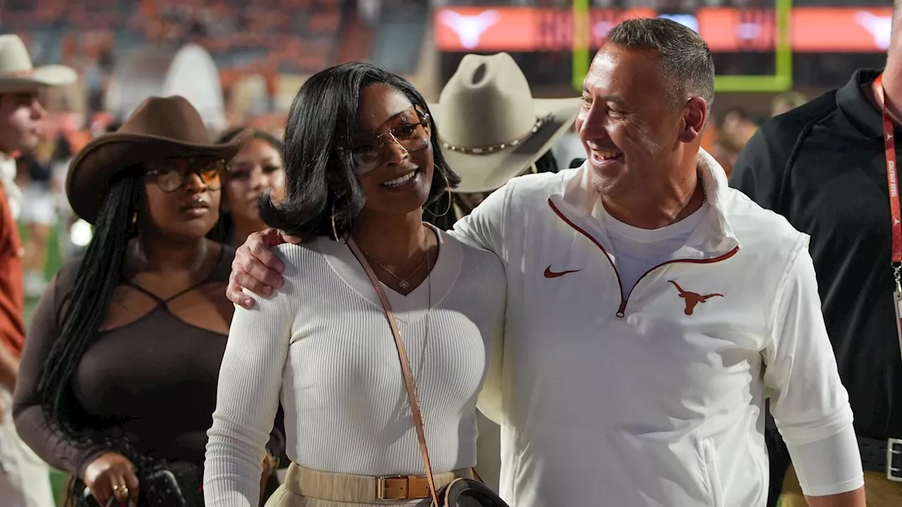 Loreal Sarkisian crushes hubby Steve in amazing Texas burnt orange leather fit