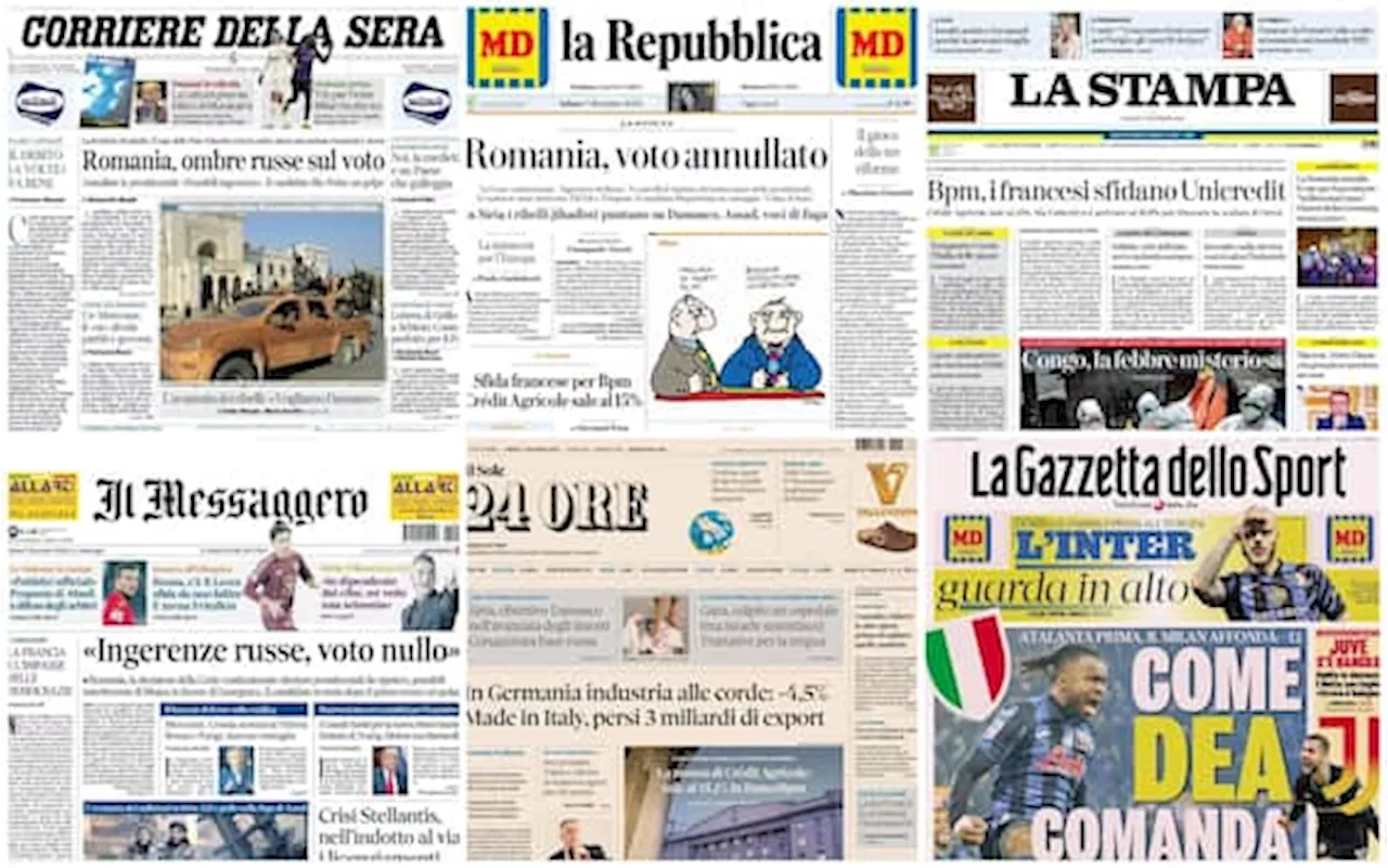 Le prime pagine dei quotidiani di oggi 7 dicembre: la rassegna stampa di Sky TG24