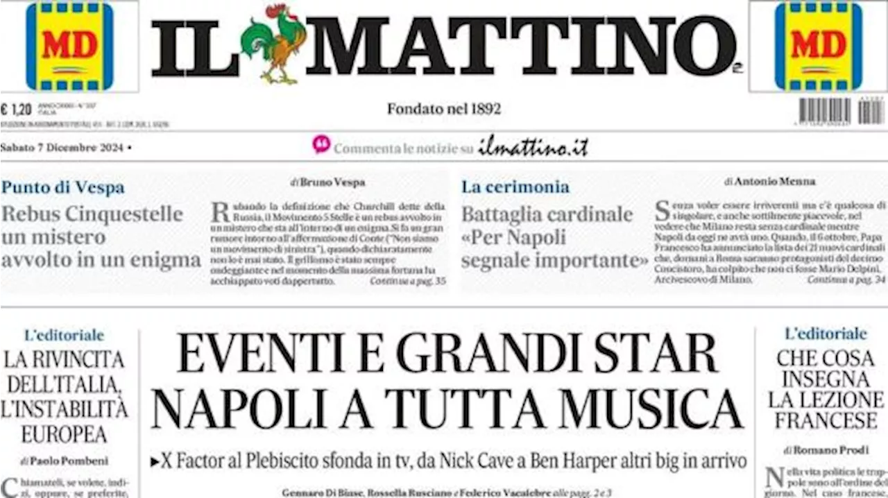 Il Mattino in prima pagina: 'De Laurentiis: 'Io sto con Conte, ha fatto bene''