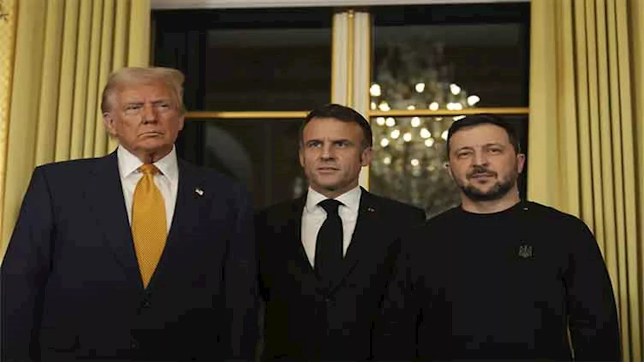 Trump is welcomed by Macron to Paris with presidential pomp and joined by Zelenskyy for their talks