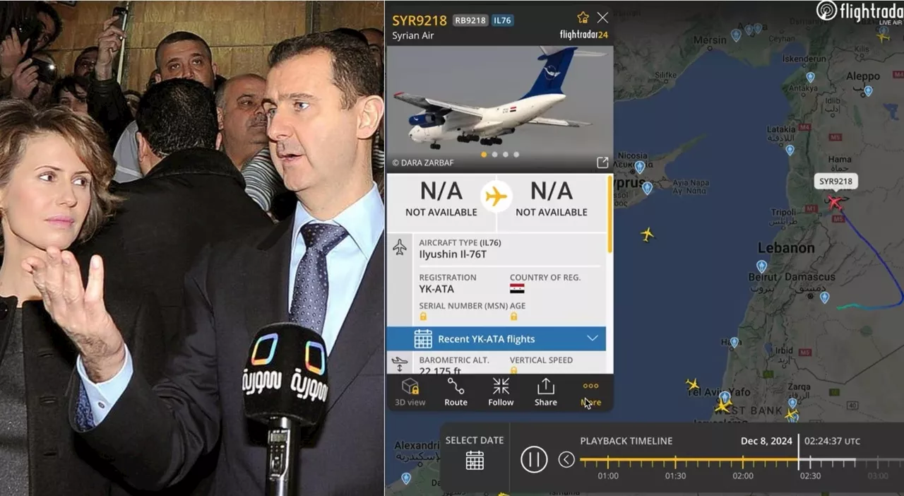 Assad che fine ha fatto? Il mistero dell'aereo Il-76T «sparito dai radar», la fuga verso Mosca e la moglie e i