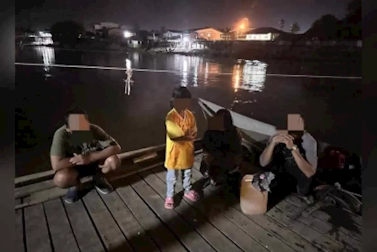 Caught on drone: Five, including a child stopped from crossing Sungai Golok illegally