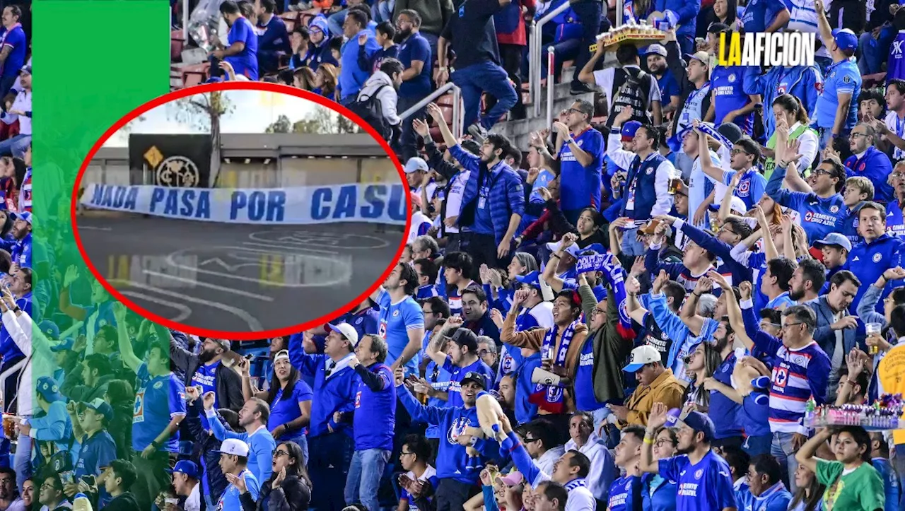 Aficionados de Cruz Azul dejan 'mensajito' al América frente a Coapa previo a semifinal de vuelta