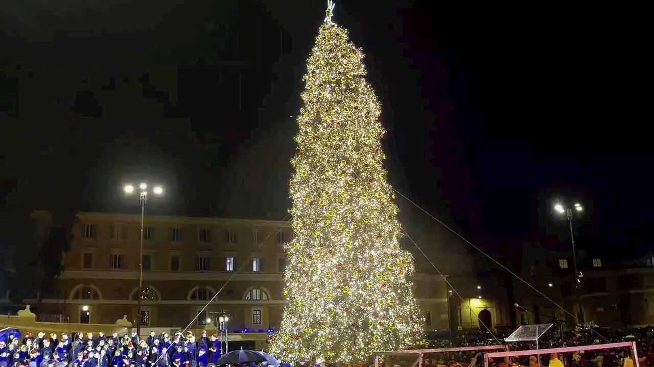 Si accende l'albero di Natale di Roma: per il secondo anno la cerimonia è in piazza del Popolo