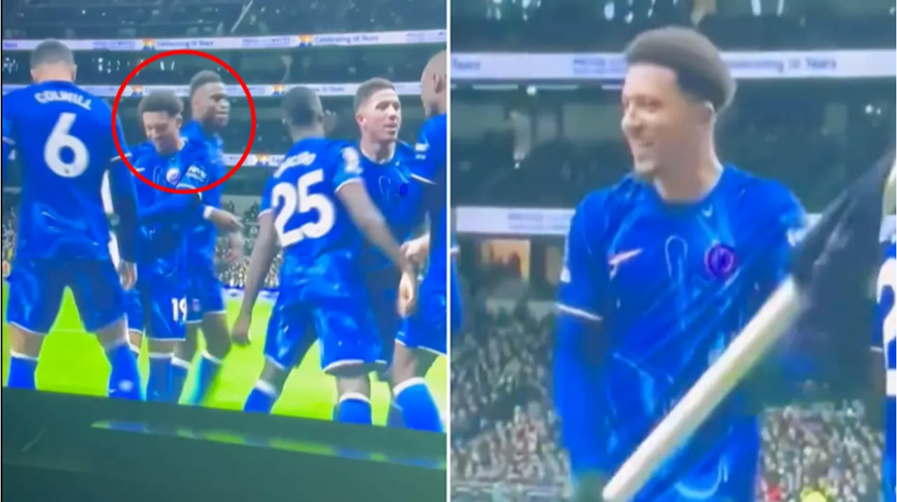 Chelsea fans spot what Jadon Sancho did with Tottenham flag after Enzo Fernandez's goal