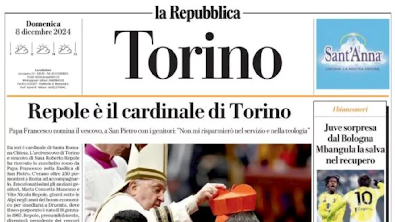 La Repubblica (ed. Torino): 'Juve sorpresa dal Bologna, Mbangula la salva nel recupero'