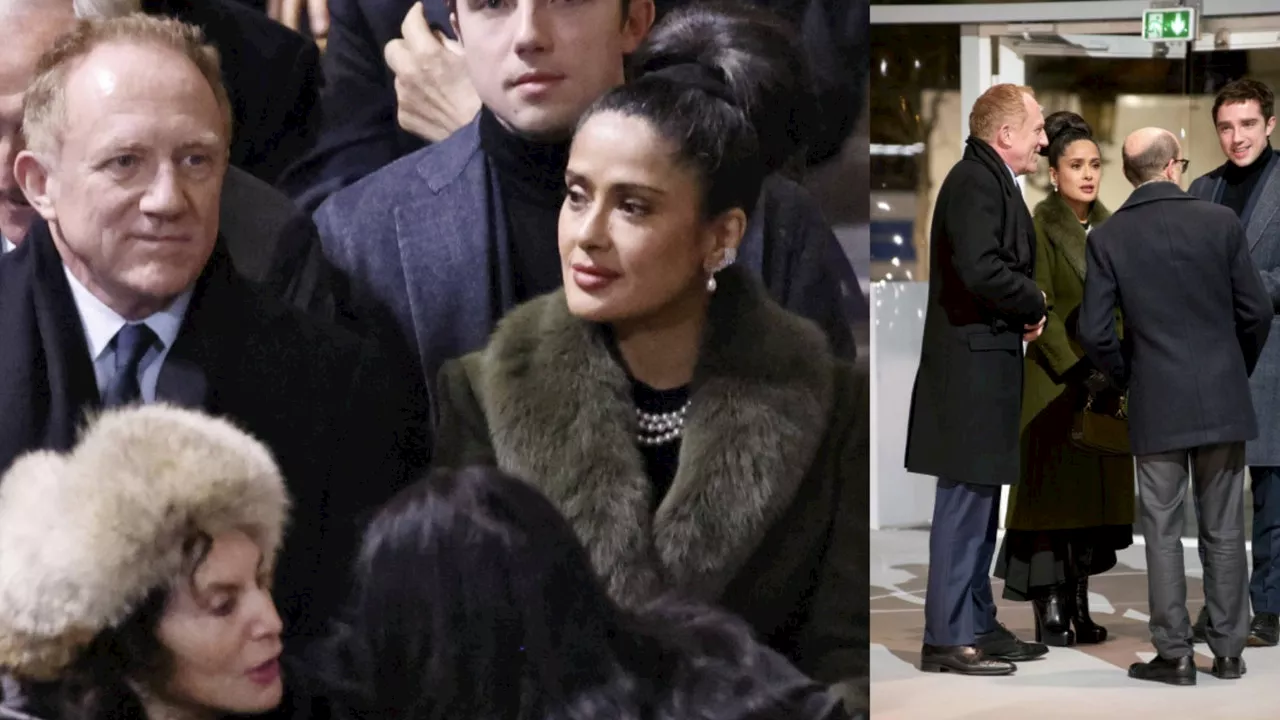 Salma Hayek combina un elegante vestido con botas altas para la reapertura de Notre Dame