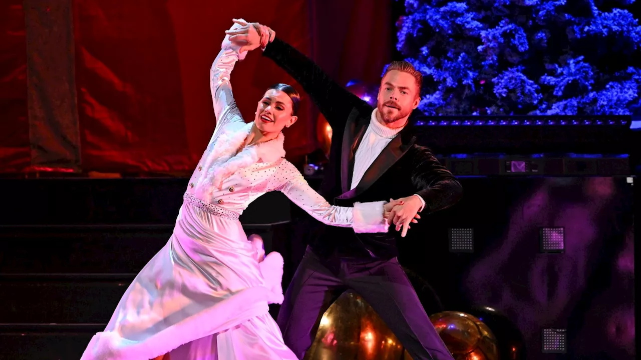 Derek Hough, Hayley Erbert dance on the stage where she faced health scare